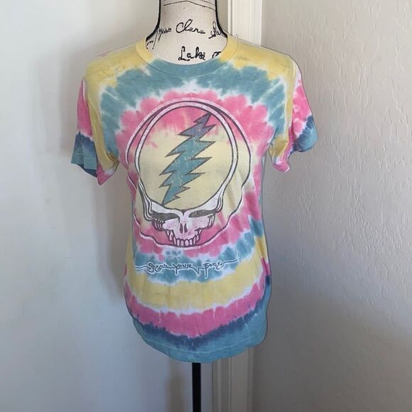 Liquid Blue Tie Dye Distressed Grateful Dead Shirt - Picture 1 of 9
